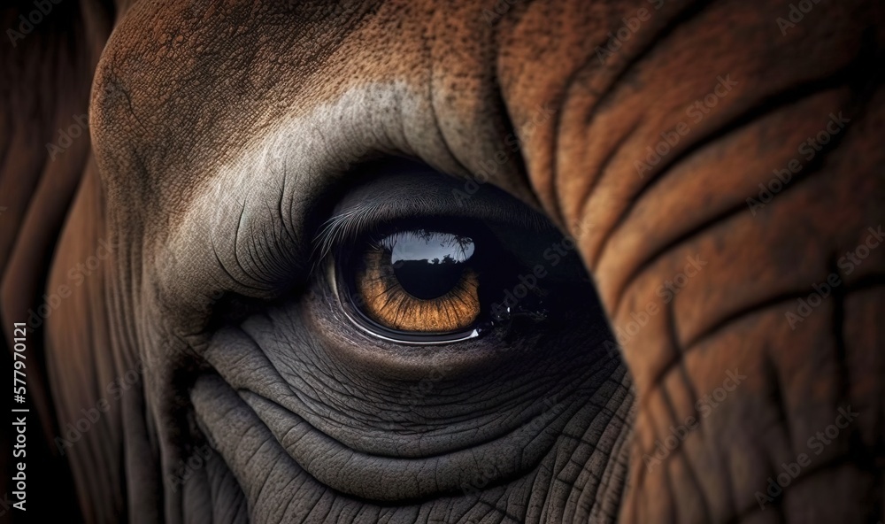 a close up of an elephant's eye with a sky background. generative ai a close up of an elephant's eye with a sky background. generative ai