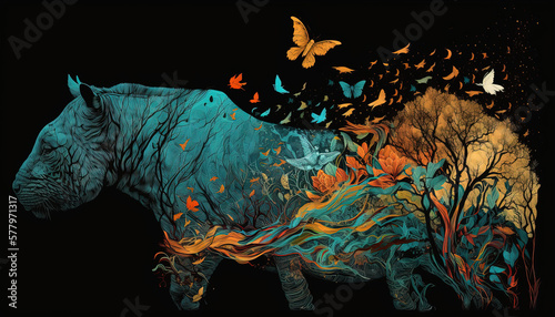 Lion, Animals, Wallpaper, Background, Generative AI, Illustration © emir