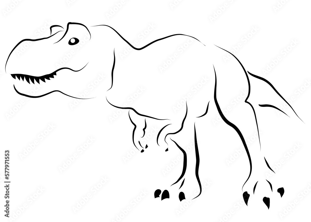 Fototapeta premium Criatura prehistórica. Dinosaurio Tyrannosaurus Rex o T-Rex. Ilustración aislada lineal estilizada