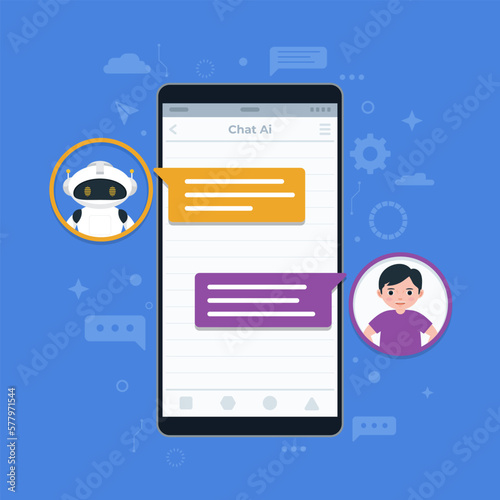Flat Chat Ai Background illustration Concept