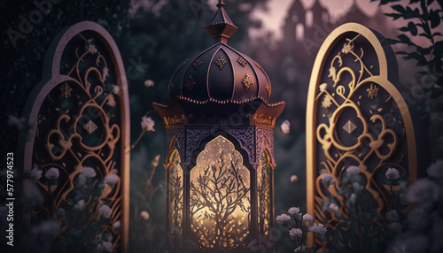 Islamic greetings ramadan kareem eid background design