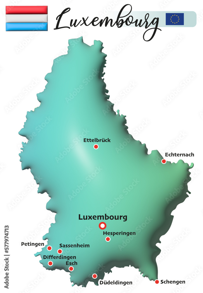 Luxembourg, Fläche und Flagge