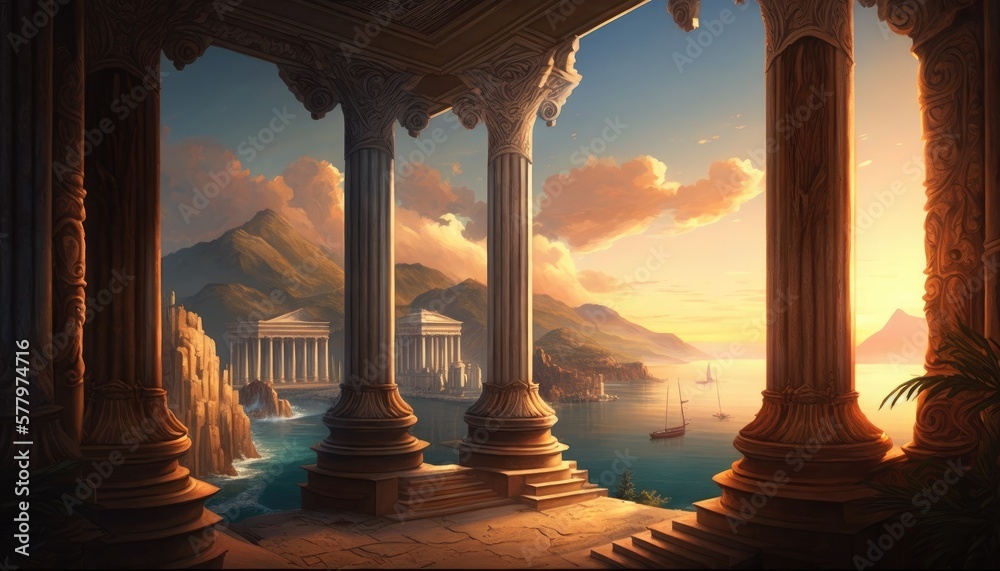 Ancient Greece: Temple. Generative AI