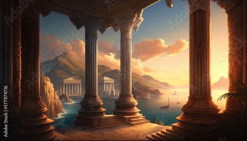 Ancient Greece: Temple. Generative AI