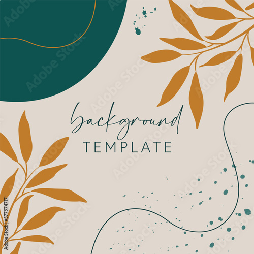 Trendy abstract square templates with leaves, flowers and geometric shapes. Good for social media posts, mobile apps, banner designs and online promotions and adverts. Abstract vector background.