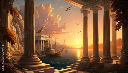 Ancient Greece: Temple. Generative AI