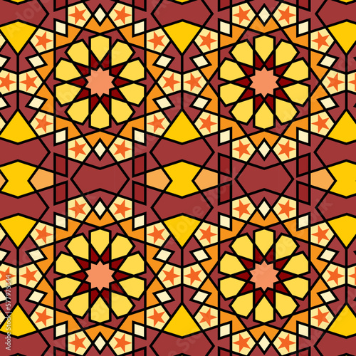 Islamic Pattern Art Illustration of Ramadan Festival Designs Fabric, Colorful Background
