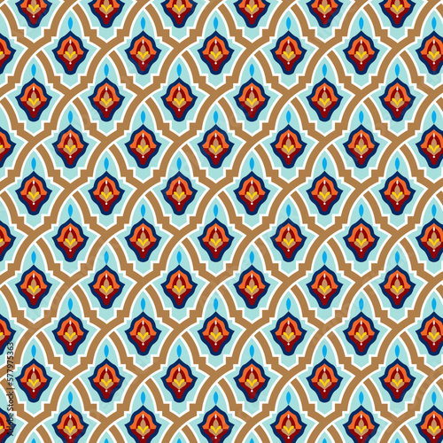 Islamic Pattern Art Illustration of Ramadan Festival Designs Fabric, Colorful Background