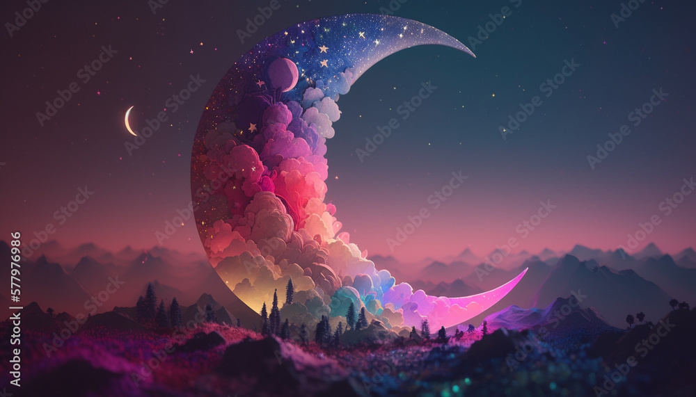 Fototapeta premium Ramadan kareem islamic greetings background with moon