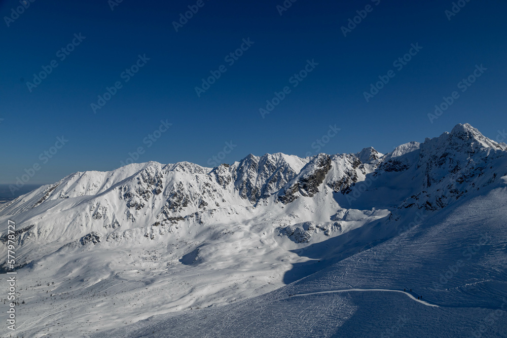 snowy mountain peeks in tatra mountains