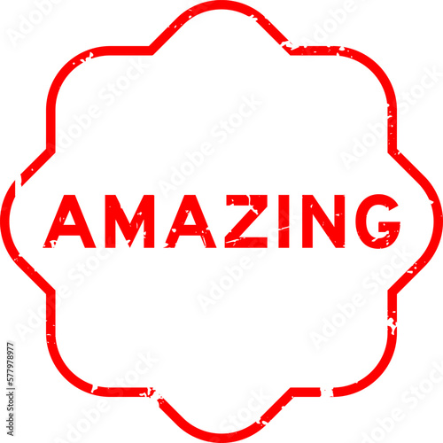 Grunge red amazing word rubber seal stamp on wthie background