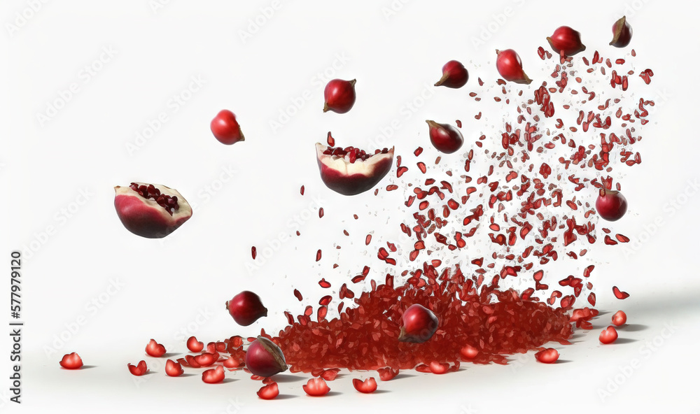a group of pieces of fruit flying out of the ground. generative ai a group of pieces of fruit flying out of the ground. generative ai