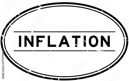 Grunge black inflation word oval rubber seal stamp on white background