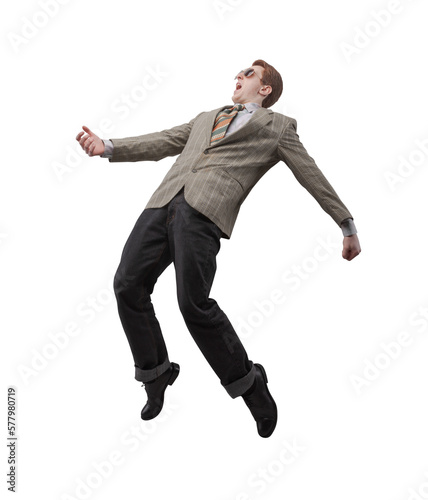 Cool nerd guy dancing and posing