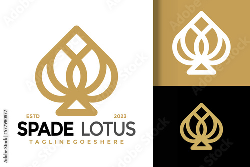 Spade Lotus Leaf logo vector icon illustration