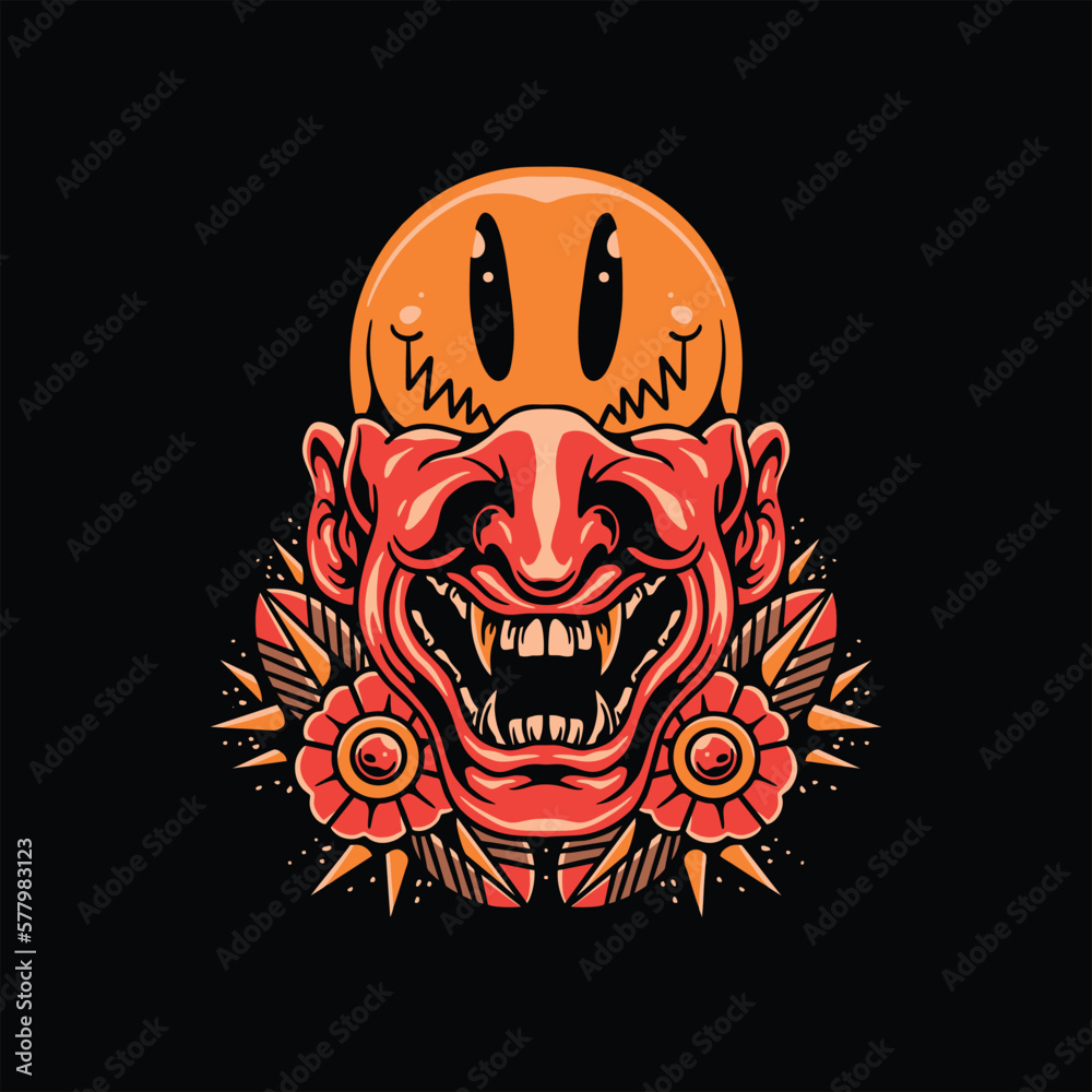 oni smile tattoo vector design oni smile tattoo vector design
