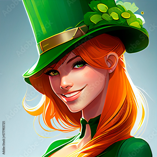 St Patrick Girl Illustration created by Generative AI technology
