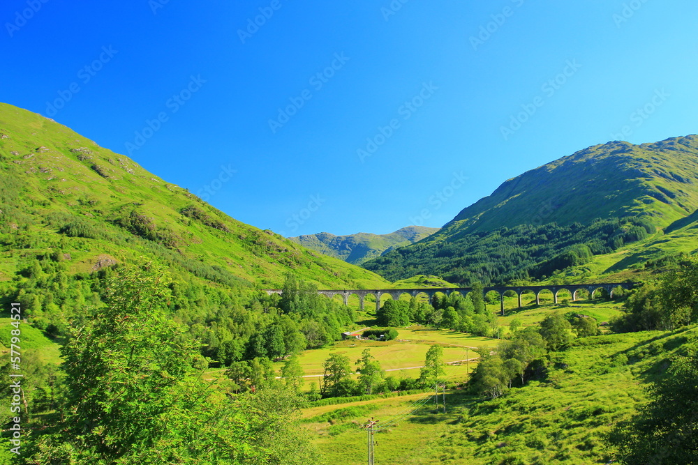 Glenfinnan viaduct in picturesque landscape Glenfinnan viaduct in picturesque landscape