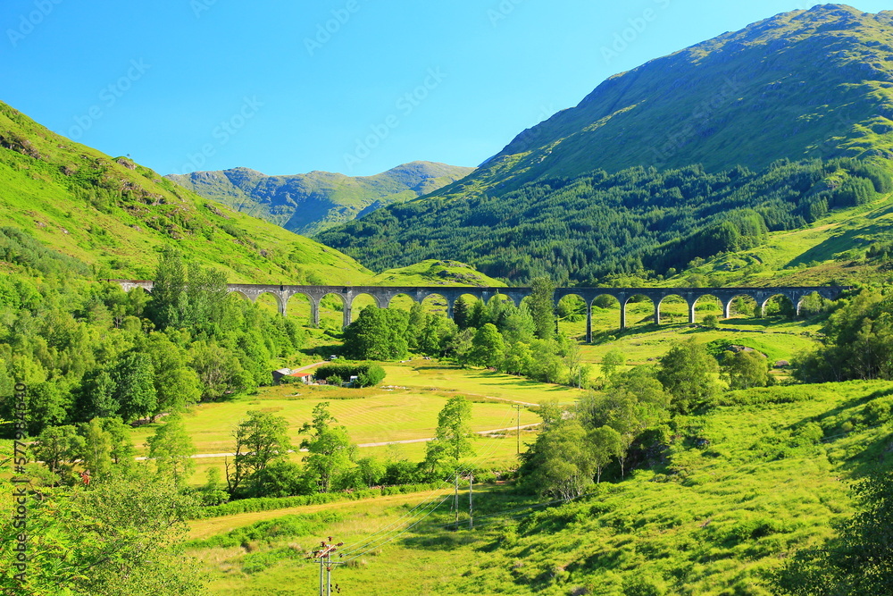 Glenfinnan viaduct in picturesque landscape