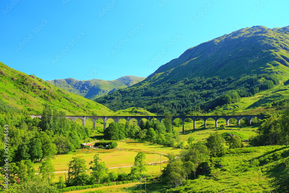 Glenfinnan viaduct in picturesque landscape