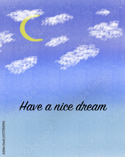 Have a nice dream background, Crescent moon with cloud, cute background