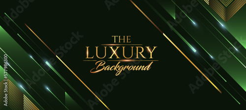 Golden Green Corner Glowing Lines Award Background. Ramadan Eid Template Design Jubilee Night Decorative Element Invitation. New Trend Shining Marketing Visual. Musical Wave Particles Art