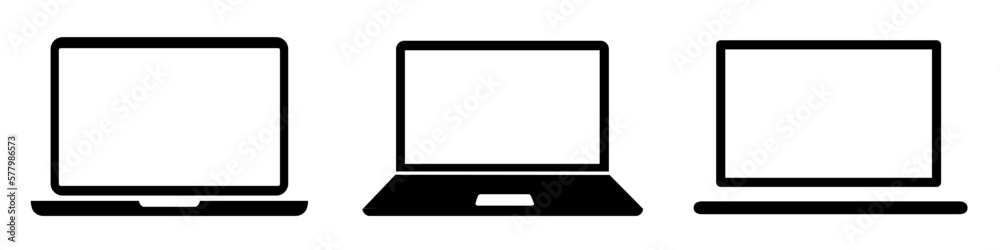 Laptop device set icons, collection laptop in different style, office notebook computer - for stock Laptop device set icons, collection laptop in different style, office notebook computer - for stock