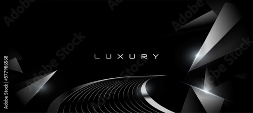 Luxury Elegant Super Car Automobile Urban Design Background. Premium Black Silver Metallic Shine lines Effect Display showroom in store. Luxurious Brand Royal High Standard Award Background Template