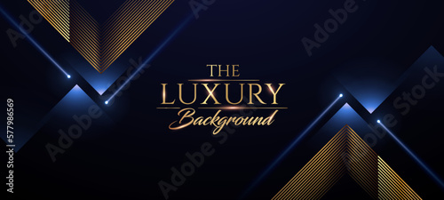 Golden Blue Award Background. Jubilee Night Decorative Invitation. Stage Graphics spotlight effect. Wedding Entertainment Hollywood Bollywood Night. Elegant Luxury Triangle Diamond Geometric Lines.