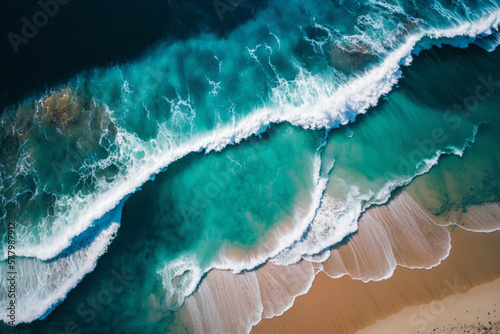 海辺の波を空撮したものGeneretiveAI