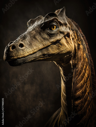 Dinosaur Portrait-Plateosaurus-Dark background-Generative AI © simon