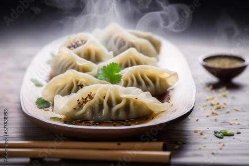 Chinese dumplings sprinkled with sesame seeds