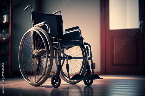 Wheelchair for physical assistance at nursing home. Wheelchairs in the hospital.