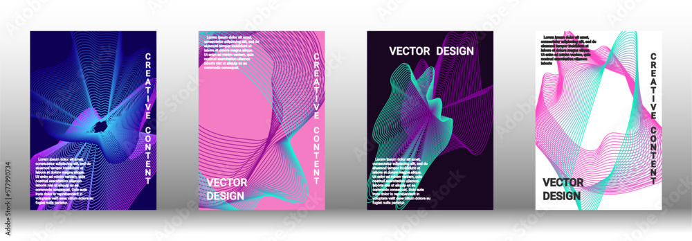 A set of modern abstract covers with abstract gradient linear waves.