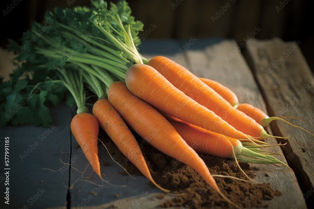 Stockillustratie Carrots are root vegetables that are rich in beta