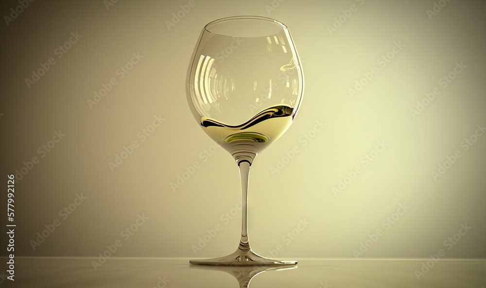 a glass of wine sitting on a table with a reflection of the wine in the wine glass on the table and the wall behind it. generative ai a glass of wine sitting on a table with a reflection of the wine in the wine glass on the table and the wall behind it. generative ai