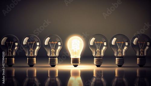 The environment of many light bulbs is lit one, Ai generative