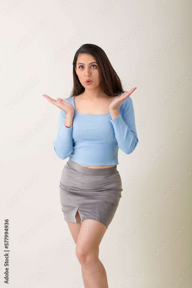 modern Indian girl exclaiming modern Indian girl exclaiming