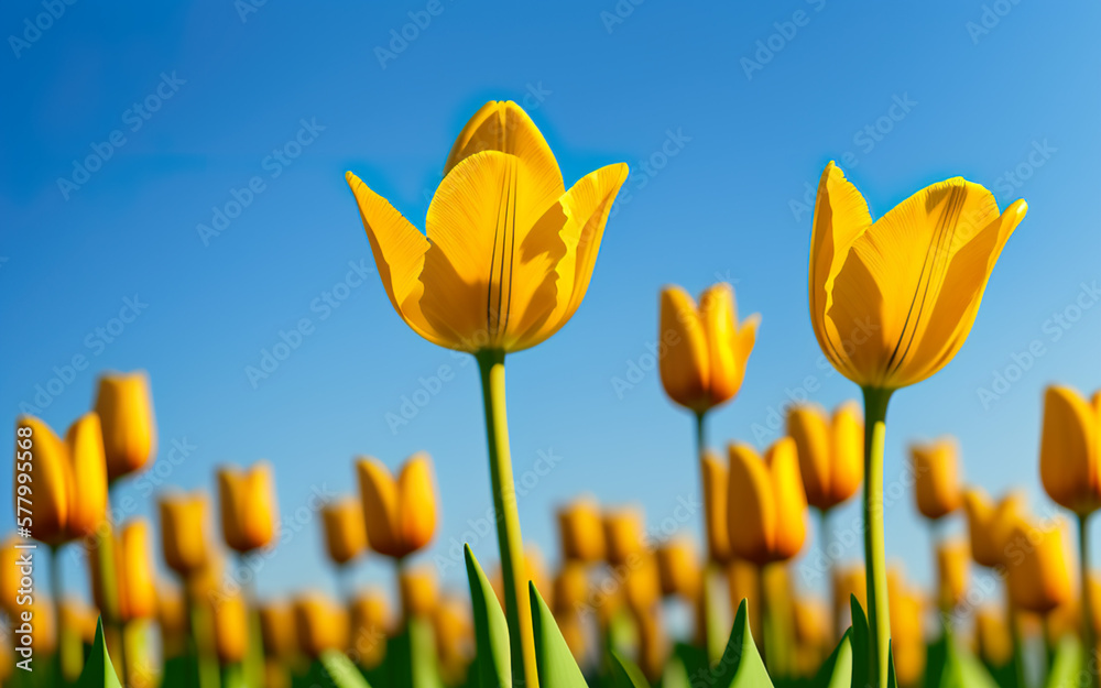 Obraz premium tulips on a background with place fort text created using AI generative tools