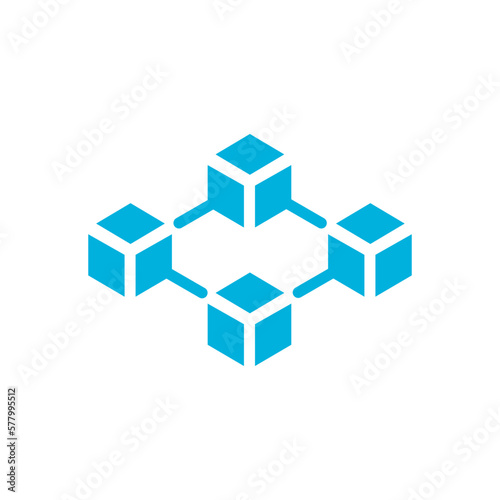 Blockchain icon. Cryptocurrency blocks vector outline sign.
