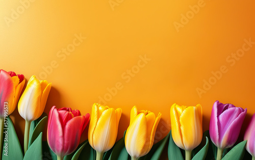 tulips on a background with place fort text created using AI generative tools