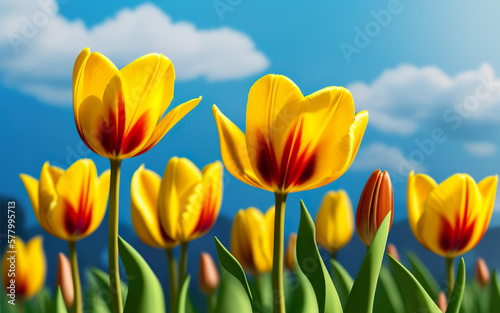 tulips on a background with place fort text created using AI generative tools