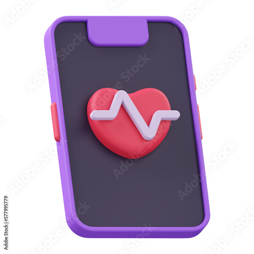 Fitness App 3d render icon illustration
