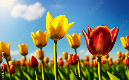 tulips on a background with place fort text created using AI generative tools