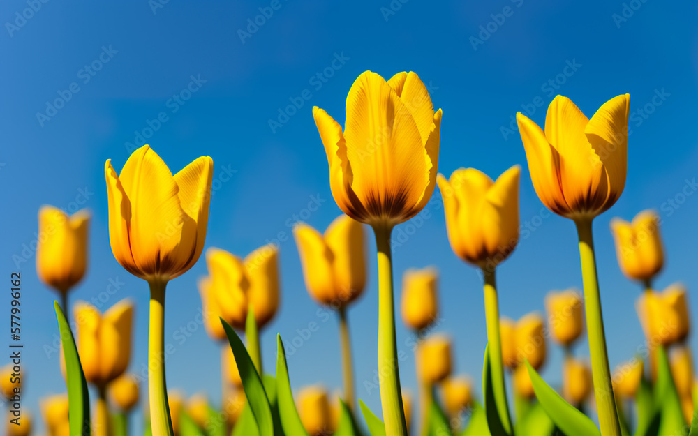 Obraz premium tulips on a background with place fort text created using AI generative tools