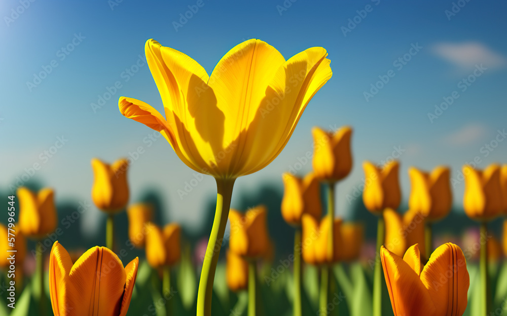 tulips on a background with place fort text created using AI generative tools