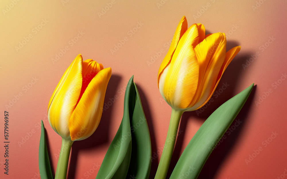 Naklejka premium tulips on a background with place fort text created using AI generative tools