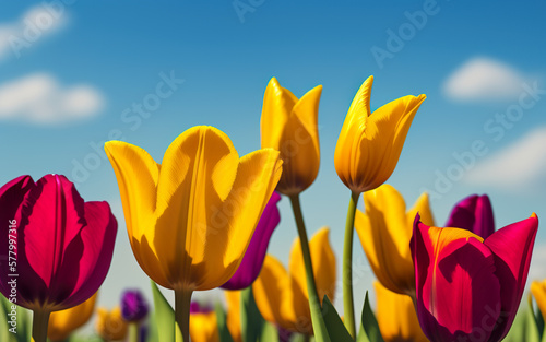 tulips on a background with place fort text created using AI generative tools