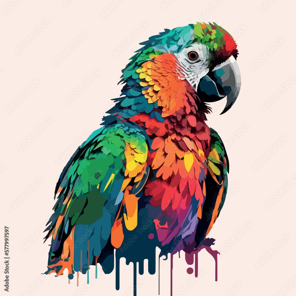Fototapeta premium Colorful Parrot pop art style vector illustration