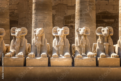 Avenue of the rams in the Karnak temple, Luxor Egypt